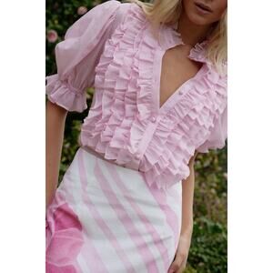 Aston Studio Mavis Ruffle Blouse in Pink 4